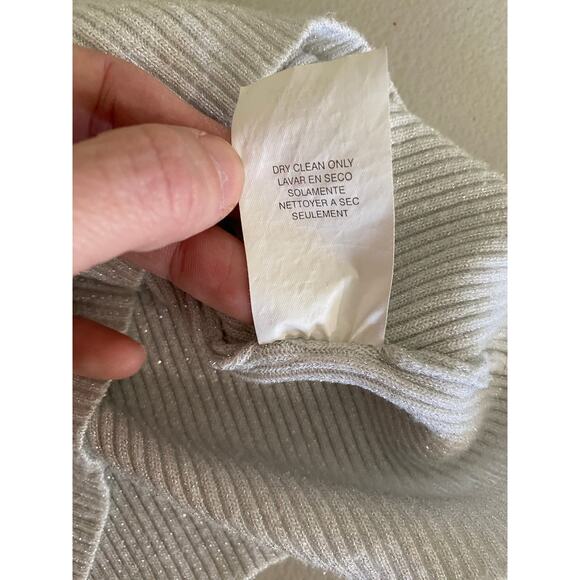 Bebe White Silver Metallic Sleeveless Turtleneck Shirt Tank Top M Y2K Futuristic - Picture 10 of 10